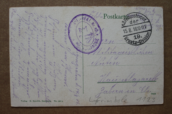 Postcard PC Lascemborn Lafrimbolle 1916 border houses France 57 Moselle